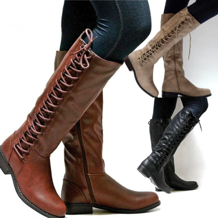 Side profile of Elena Stylish High Boots for women, emphasizing warmth and comfort.