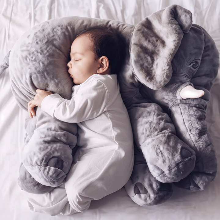 Unisex plush elephant cuddle cushion for kids; super soft nursery decor & playtime pal.
