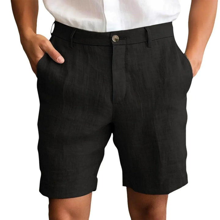 Comfortable men's tailored linen shorts in a versatile shade, ideal for everyday casual wear.