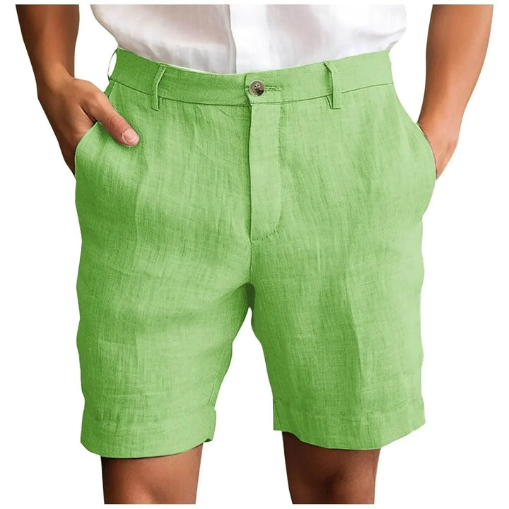 Stylish men's tailored shorts in a neutral color, essential for comfortable summer fashion.