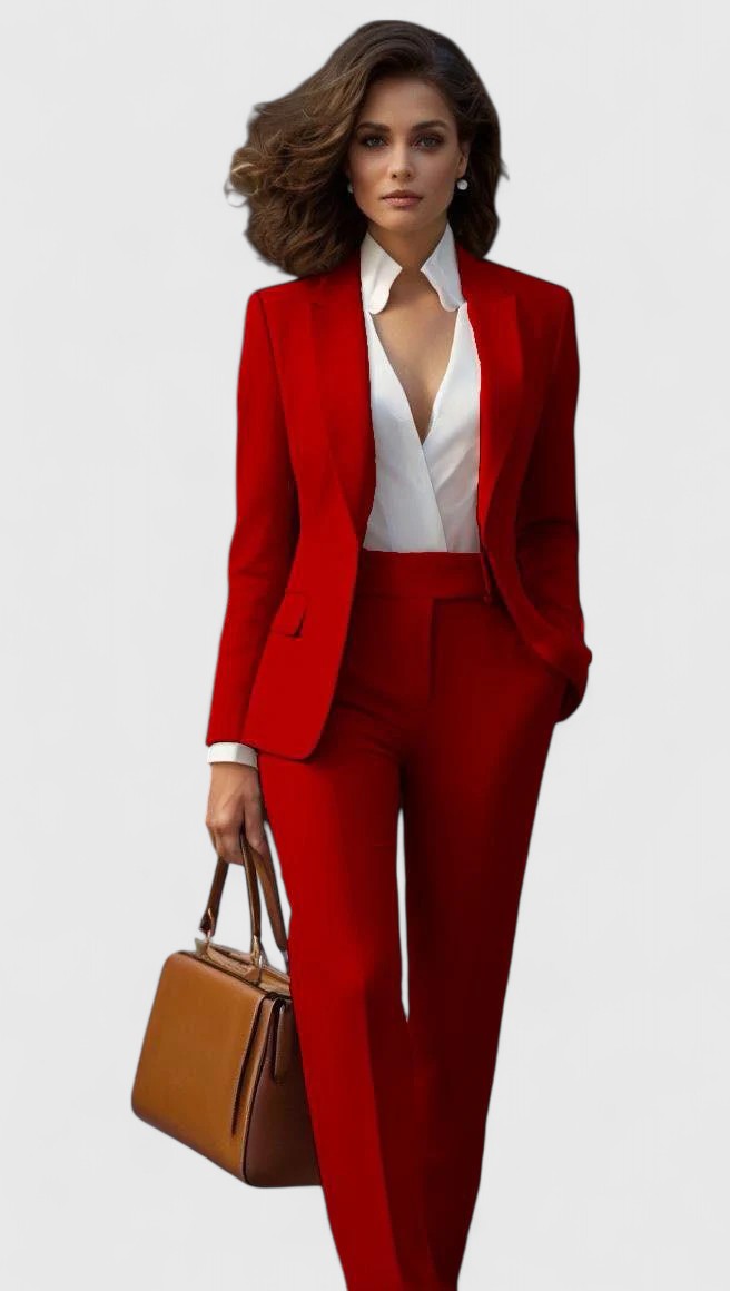 Eliora | Women's Business Suit Set Red Tailored - Red - Image 4