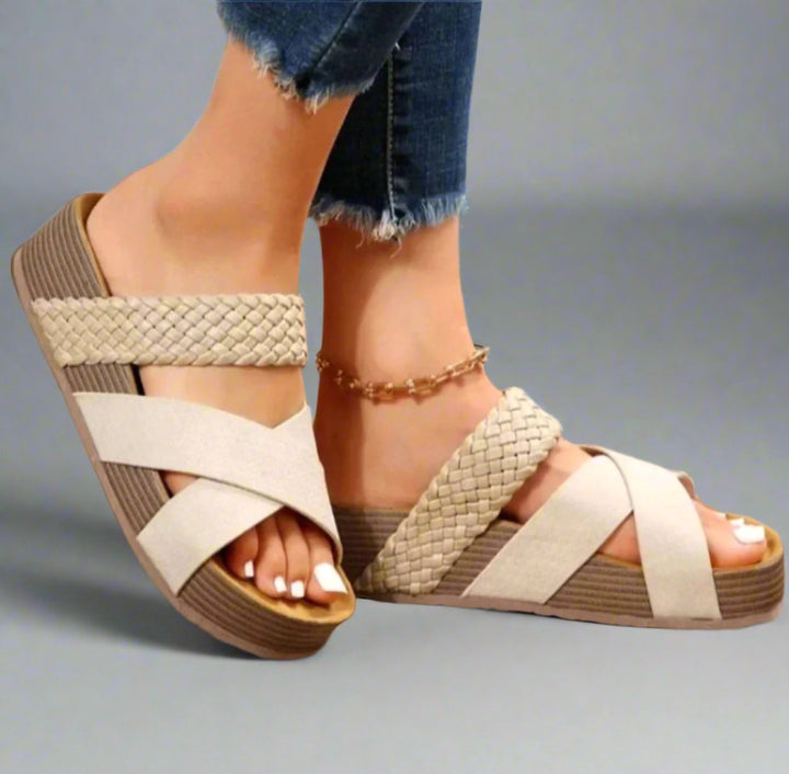 Supportive women's sandals with soft padded insoles. Orthopedic design offers arch support and comfort for daily wear.