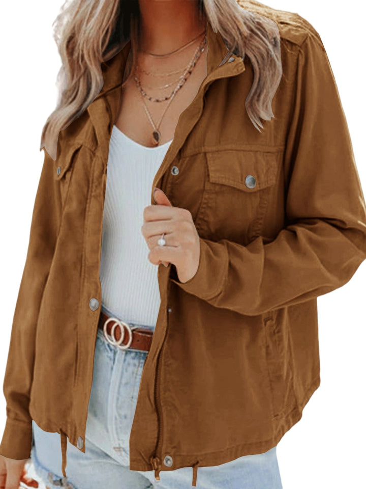 Comfortable women's long sleeve jacket, a stylish fashion staple for elegant daily wear and versatile outfits.
