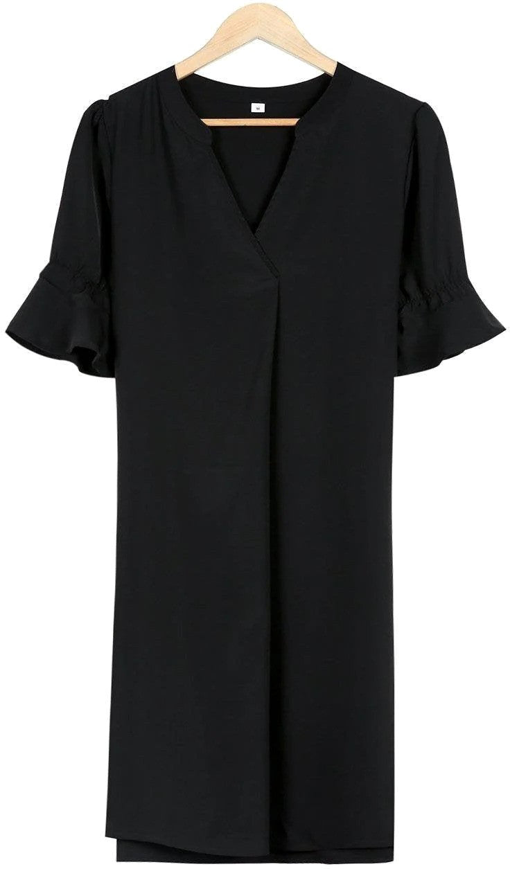 Sophisticated women's black midi dress, ideal for creating a timeless and chic elegant look.