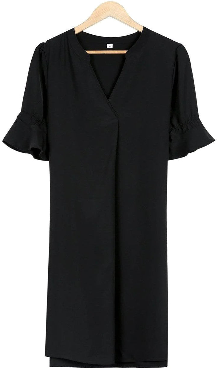 Sophisticated women's black midi dress, ideal for creating a timeless and chic elegant look.