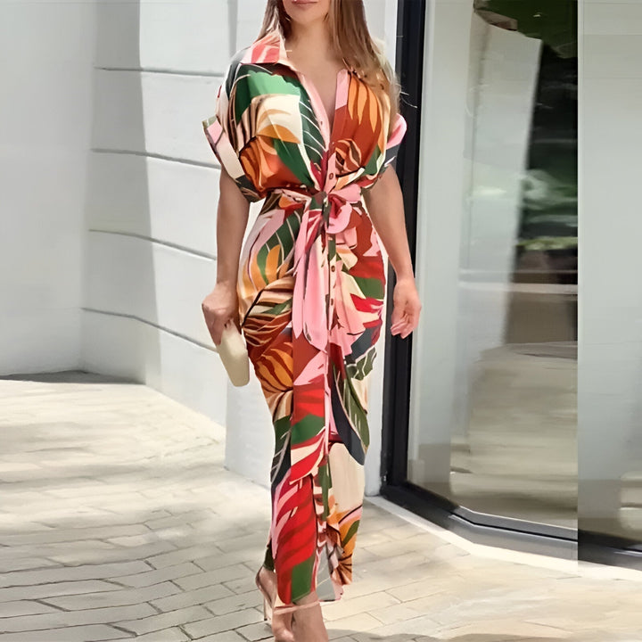 Versatile collared midi dress for women, ideal for race day or a chic garden party, with a flattering belted waist.