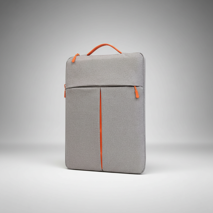 Unisex grey padded laptop sleeve, slim & shockproof, for 11-16 inch device protection.
