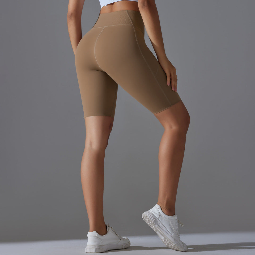 High-waisted workout bike shorts for women, perfect for fitness, yoga, or running.