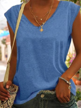 Elegant women's V-neck sleeveless top, perfect for everyday wear. Lightweight & comfortable, easily styled for any occasion.