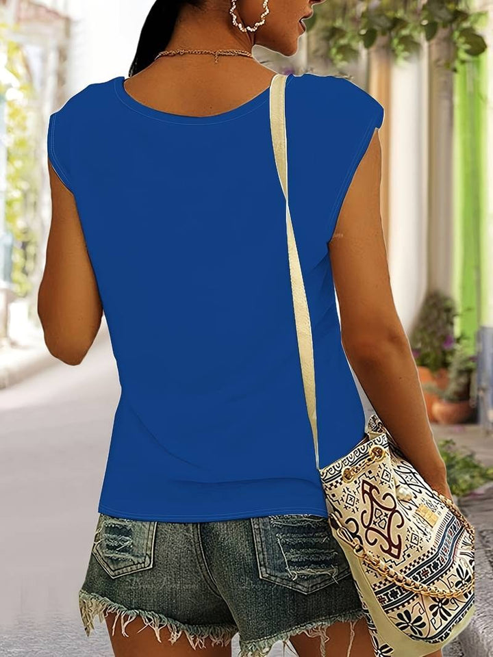 Women's sleeveless V-neck top offering effortless style and comfort. Lightweight and versatile for summer or layered looks.
