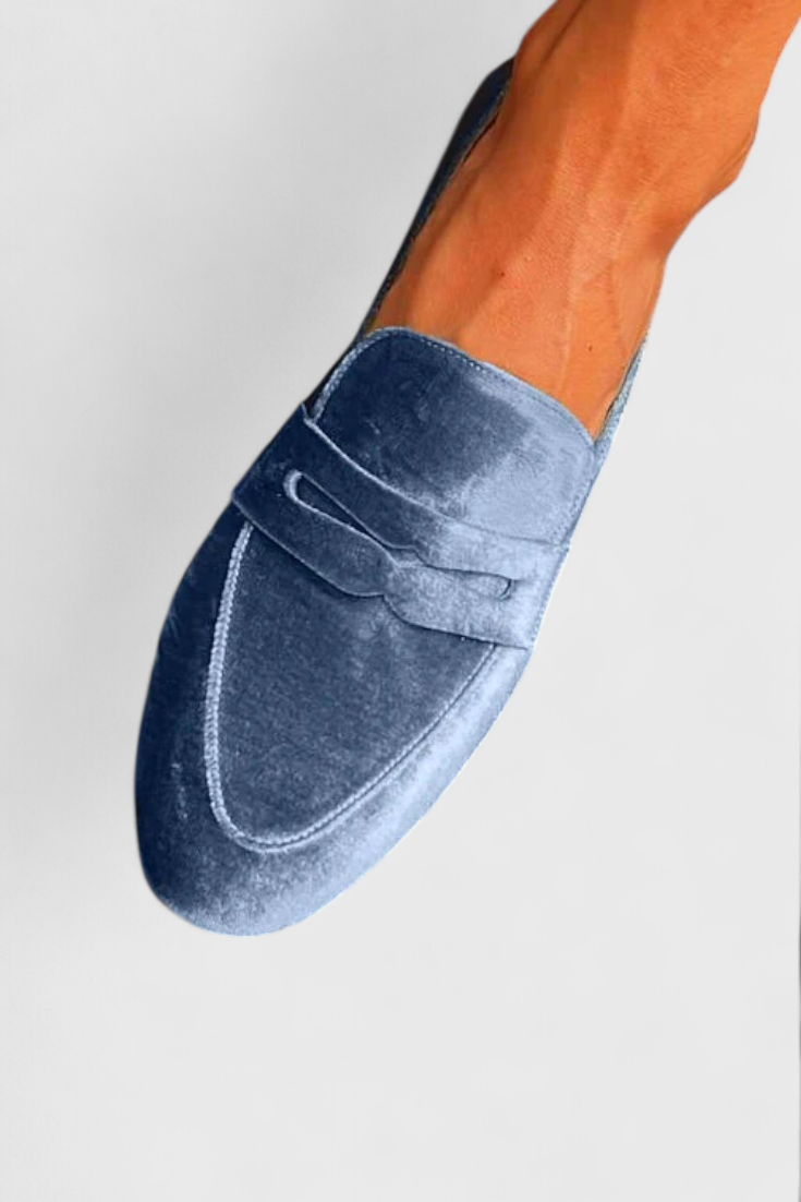 Elyra | Women's Blue Slip-On Loafers - Blue - Image 3