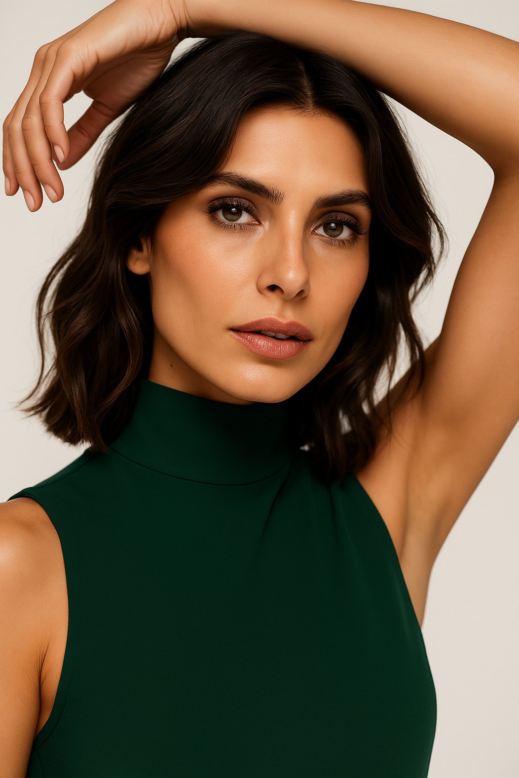 Sleeveless wide leg jumpsuit in striking emerald green, ideal for galas and formal events.