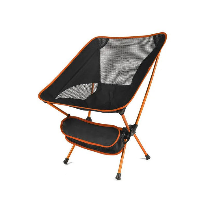 Folding travel chair, perfect for camping, beach, and outdoor leisure.
