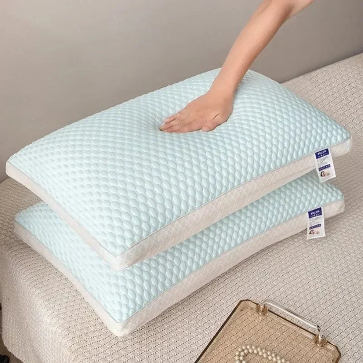 Breathable cooling pillow with ergonomic neck support. Comfortable sleep aid for side & back sleepers. Reduces heat.