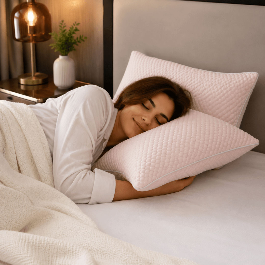 Sleep aid: Ergonomic cooling neck support pillow for comfortable, restful sleep. Breathable design for pain relief.