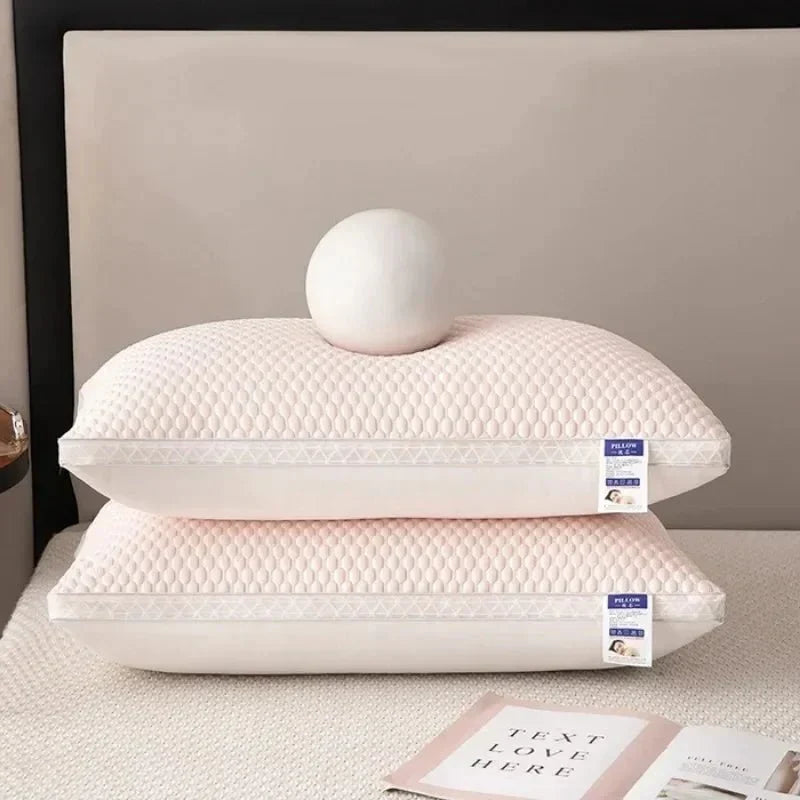 Comfortable ergonomic pillow for neck support & cooling. Promotes deep, restful sleep. Breathable & pain-relieving.