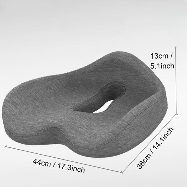 Memory foam ergonomic seat cushion. Targets sciatica, tailbone, and lower back pain relief for men & women.