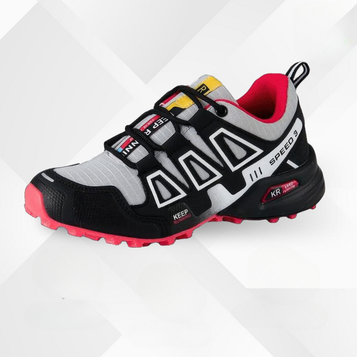 Unisex outdoor footwear, TrailStep model, ergonomic with plush cushioning for hiking support.
