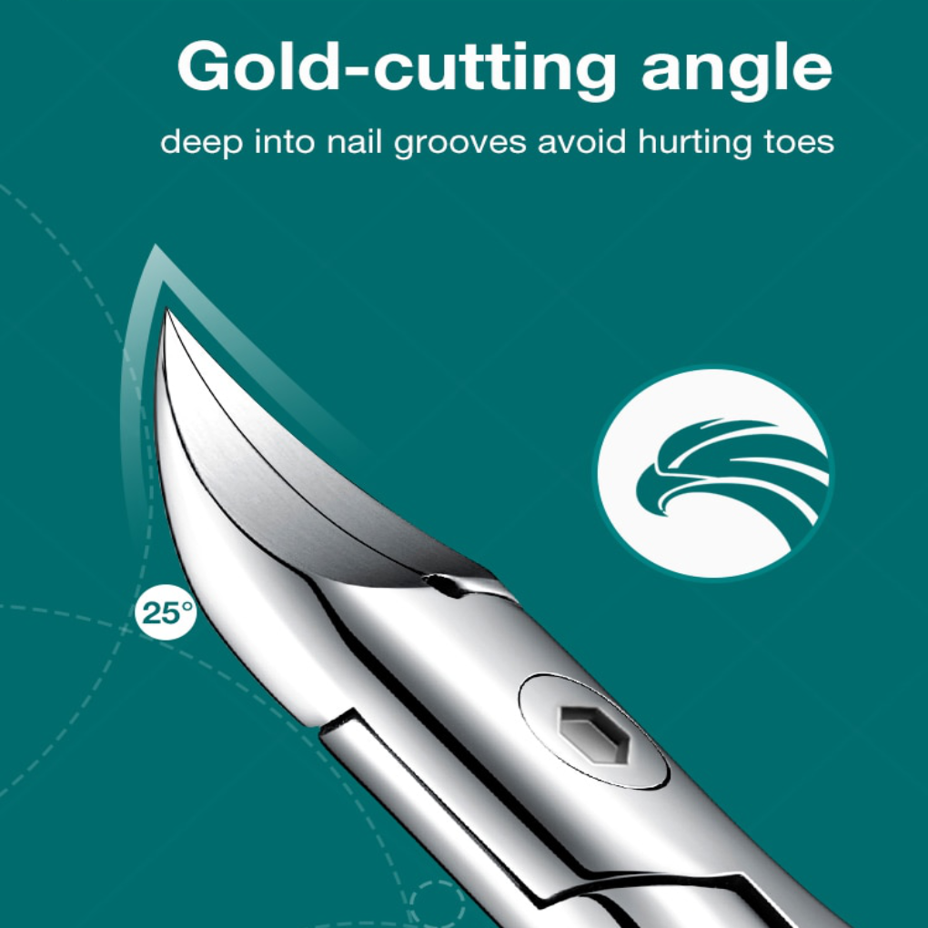 Ergonomic toenail clippers with easy grip handle for seniors and thick nails.