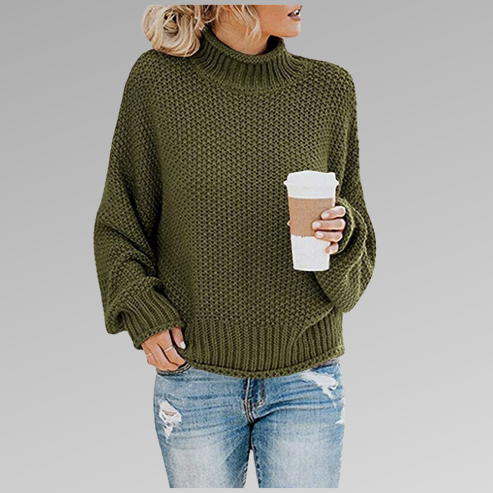 Esmeralda | Women's Turtleneck Long Sleeve Sweater - Orange - Image 2