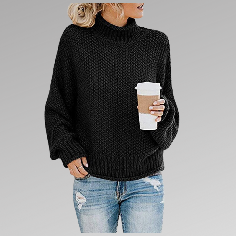 Esmeralda | Women's Turtleneck Long Sleeve Sweater - Orange - Image 3