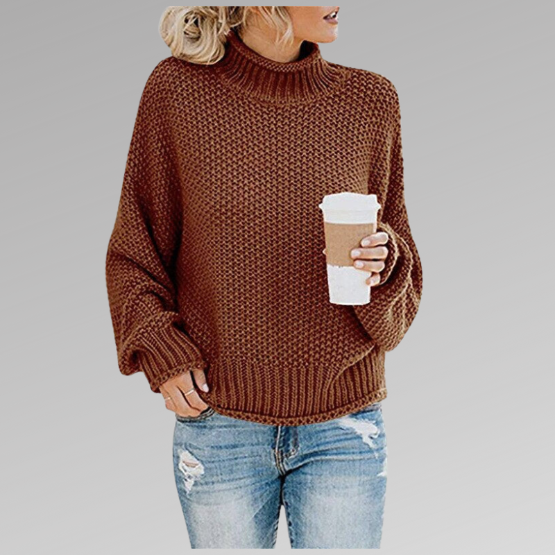 Esmeralda | Women's Turtleneck Long Sleeve Sweater - Orange - Image 4