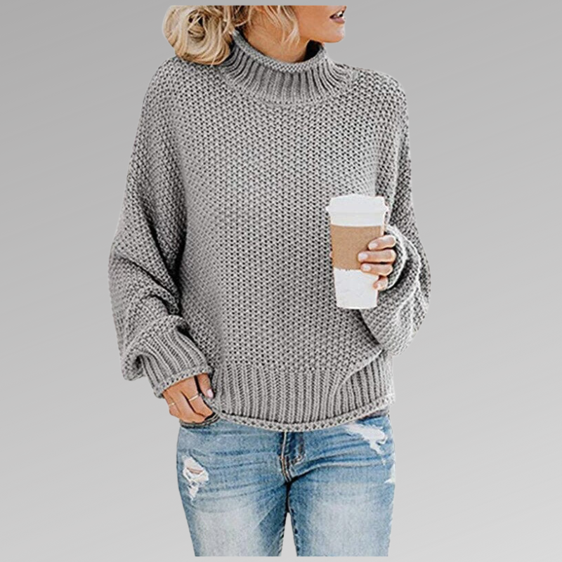 Esmeralda | Women's Turtleneck Long Sleeve Sweater - Orange - Image 5
