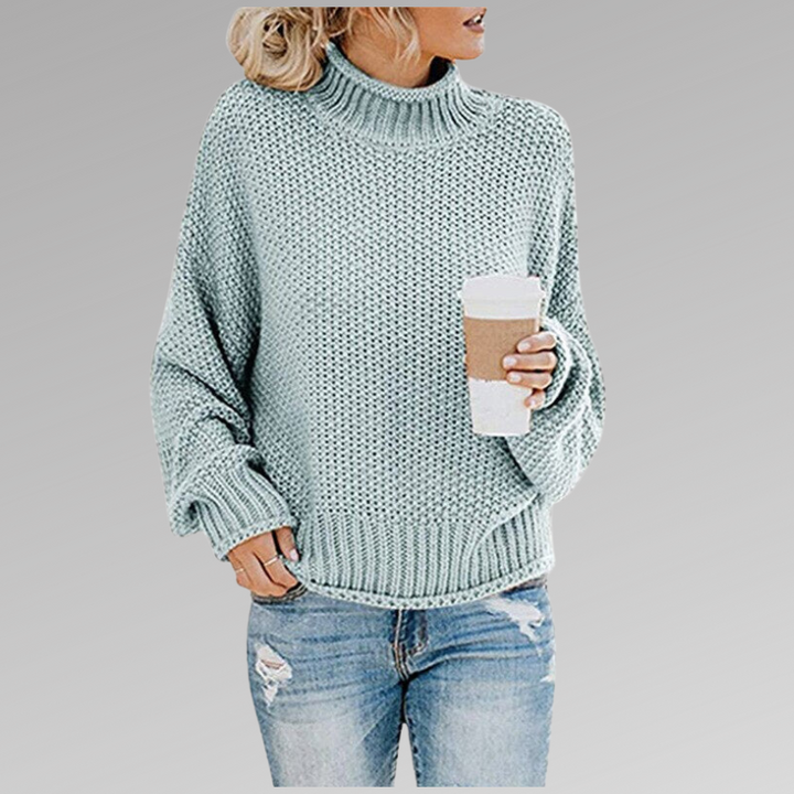 Esmeralda | Women's Turtleneck Long Sleeve Sweater - Orange - Image 6