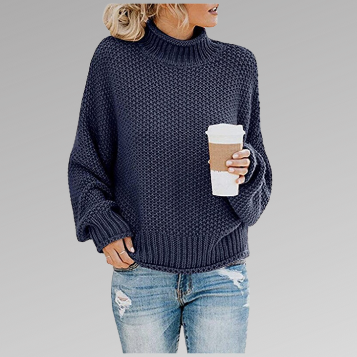 Esmeralda | Women's Turtleneck Long Sleeve Sweater - Orange - Image 7