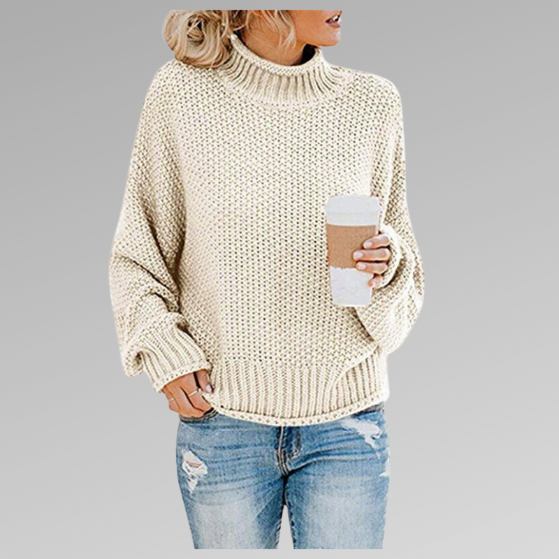 Esmeralda | Women's Turtleneck Long Sleeve Sweater - Orange - Image 8