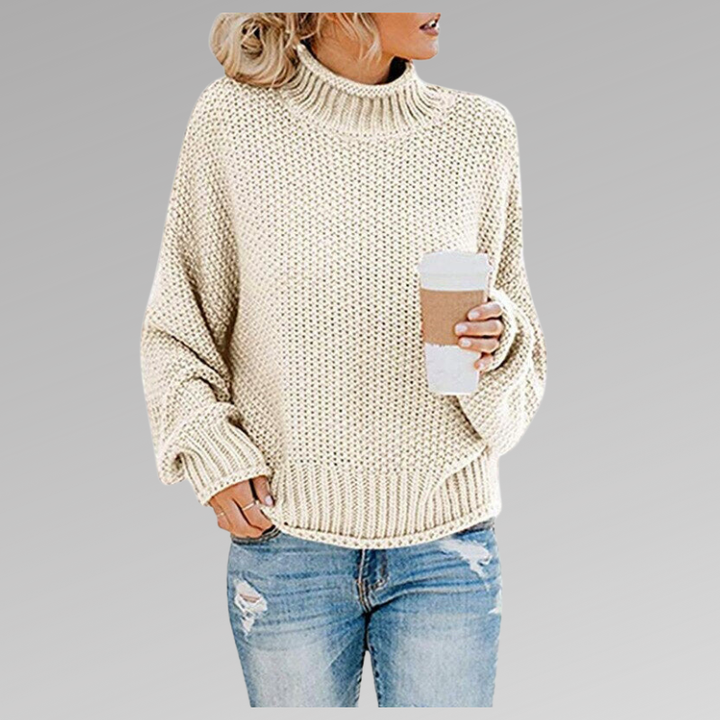 Esmeralda | Women's Turtleneck Long Sleeve Sweater - Orange - Image 8