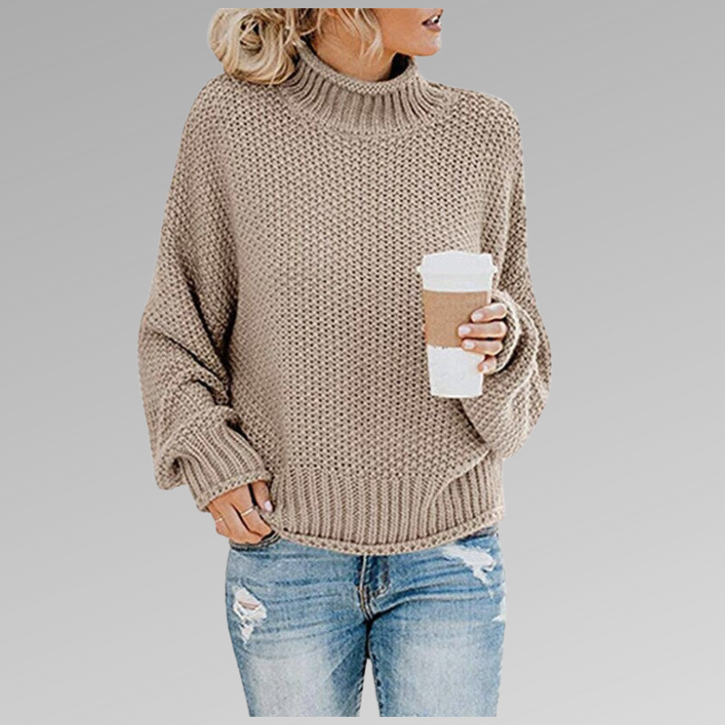 Esmeralda | Women's Turtleneck Long Sleeve Sweater - Orange - Image 9