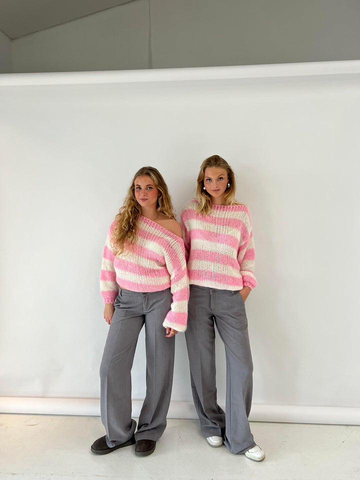 Esperanza | Women's Striped Long Sleeve Sweater - Striped - Image 8