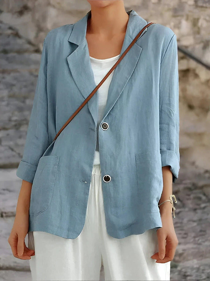 Estelle | Women's Tailored Long Sleeve Blazer - Yellow - Image 2