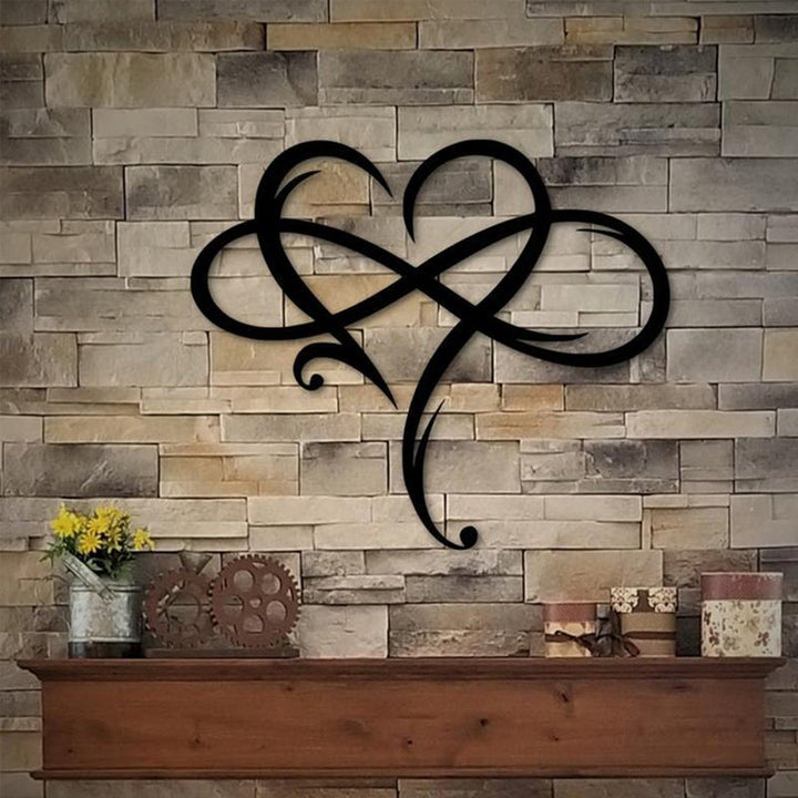 Artistic Eternal Love stainless steel wall art, elegant metal decor for a modern and stylish look.