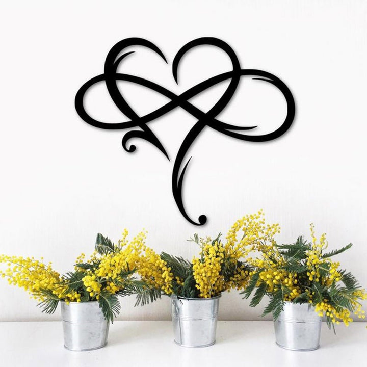 Decorative Eternal Love stainless steel wall art, a chic home accent for indoor/outdoor display.