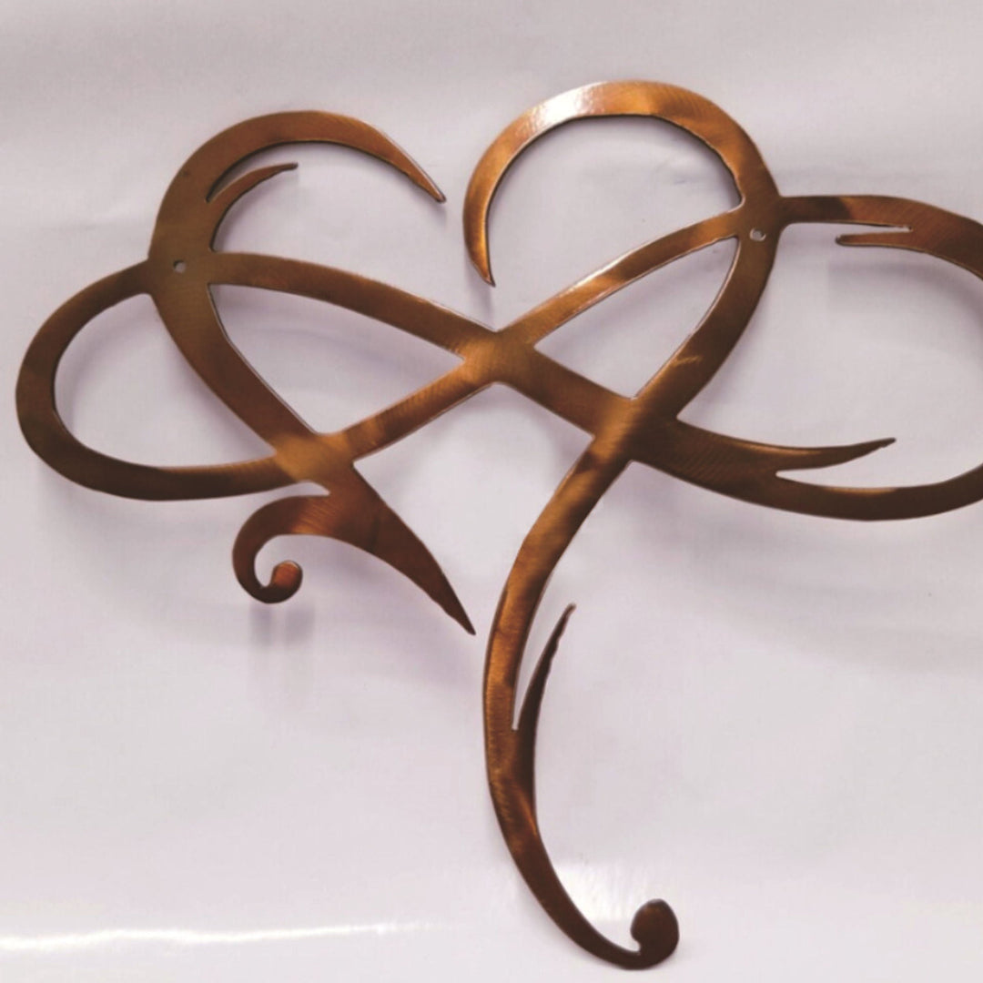 Elegant Eternal Love stainless steel wall art, a stylish and durable metal accent for any home.