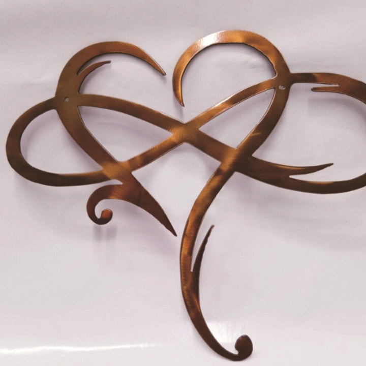 Elegant Eternal Love stainless steel wall art, a stylish and durable metal accent for any home.