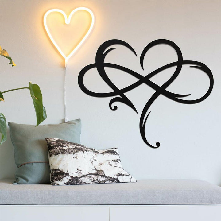 Contemporary Eternal Love stainless steel wall art, a beautiful metal accent to enhance your home.