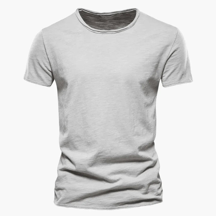 Short sleeve men's t-shirt with a stylish raw edge & classic crew neck. Comfortable for everyday fashion.