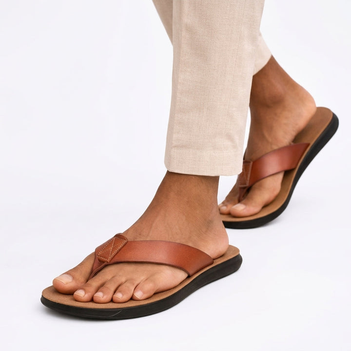 Stylish men's toe post slide sandals with a sleek design, perfect for elegant summer casual & beach outings.