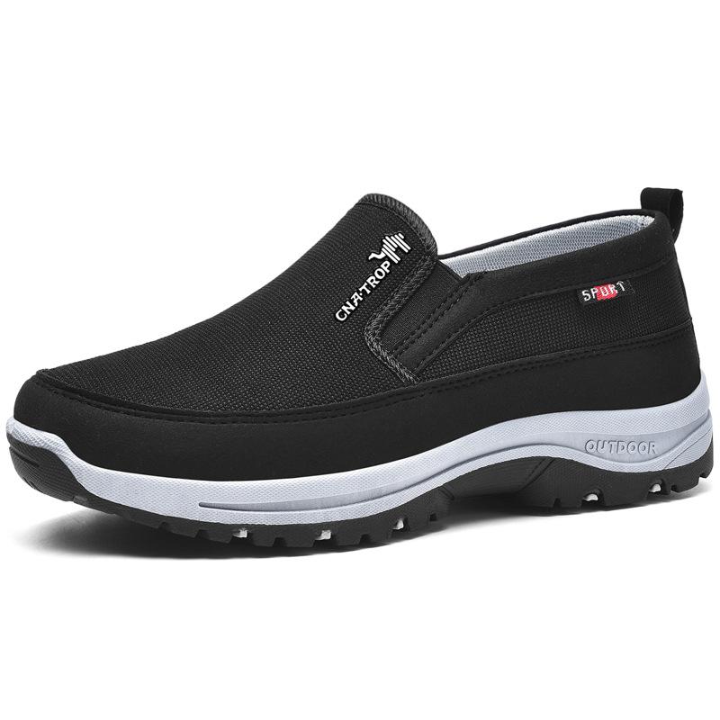 Blue men's casual slip-on shoes, providing orthopedic support and cushioned comfort for active lifestyles.