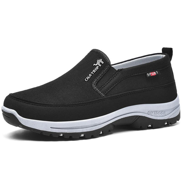 Blue men's casual slip-on shoes, providing orthopedic support and cushioned comfort for active lifestyles.