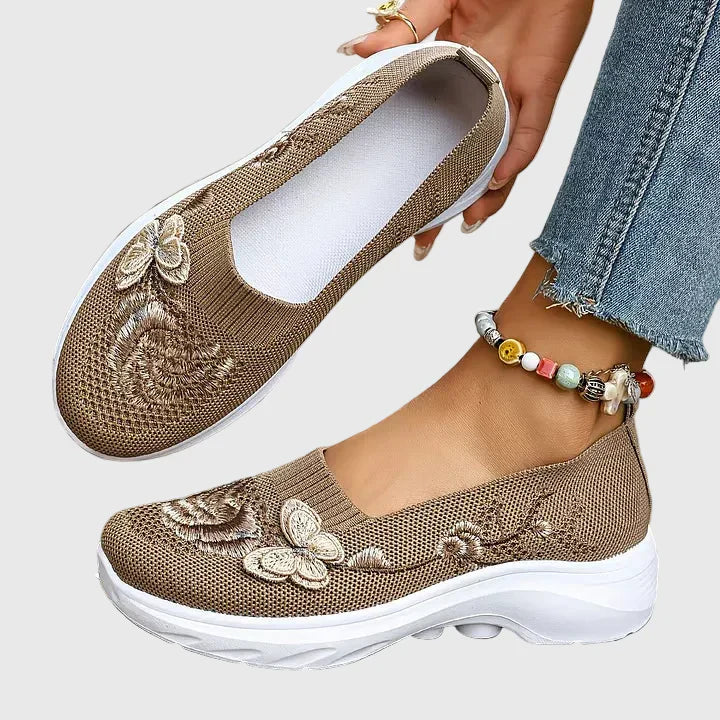 Eulalia | Women's Butterfly Embroidered Slip On Sneakers - Black - Image 3