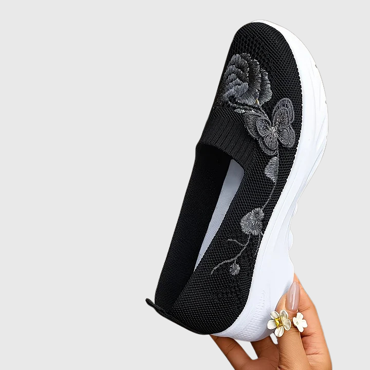 Eulalia | Women's Butterfly Embroidered Slip On Sneakers - Black - Image 6