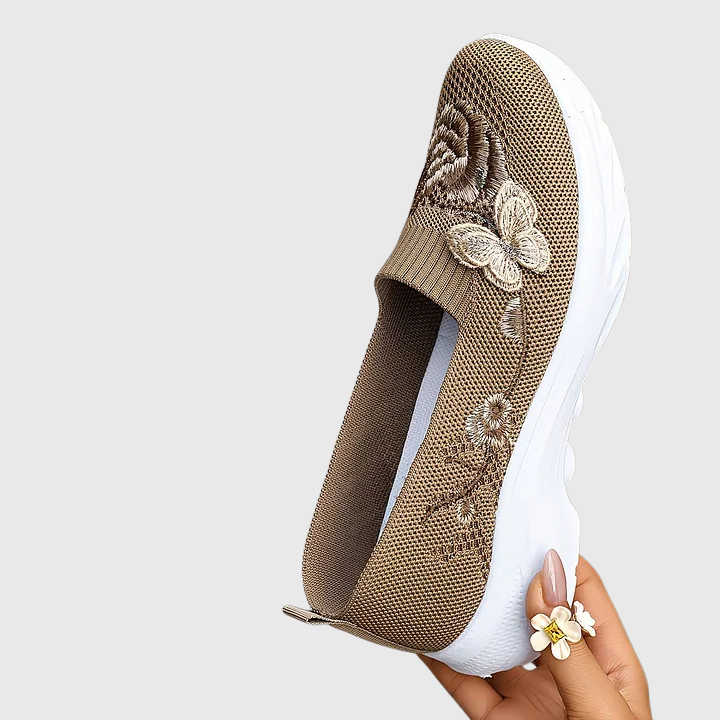 Eulalia | Women's Butterfly Embroidered Slip On Sneakers - Black - Image 7