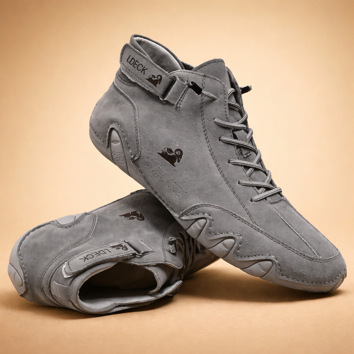 Warm lined casual shoes with a durable non-slip sole for secure grip. Comfortable flexible footwear for outdoors.