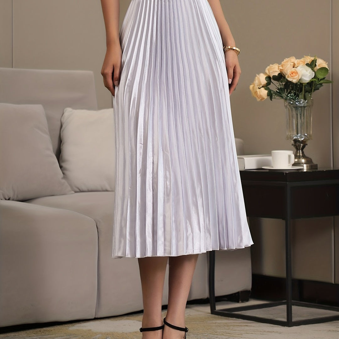 Cosy women's pleated A-line midi skirt, offering effortless style & all-day comfort.