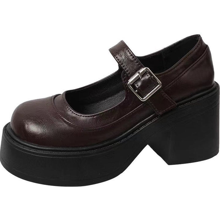 Retro style women's platform Mary Jane heels with chunky heel, sophisticated footwear for classic fashion.