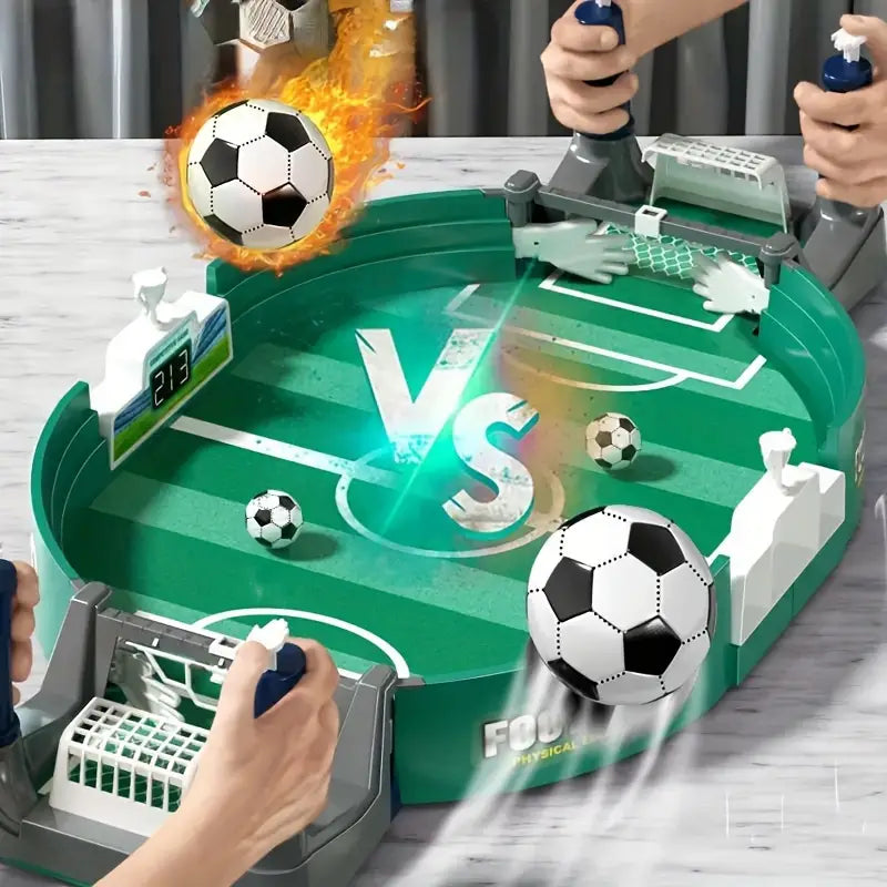 Kids' tabletop foosball game for exciting family fun. Mini soccer table for indoor play & skill development.